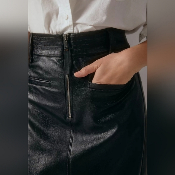 Pilcro Faux Leather Moto Midi Skirt (size 12) - Picture 3 of 11